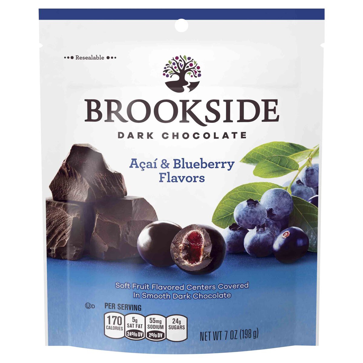 slide 1 of 121, BROOKSIDE Dark Chocolate, Acai and Blueberry Flavored Snacking Chocolate Bag, 7 oz, 7 oz