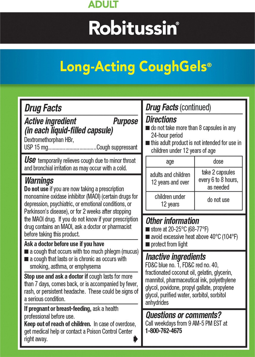 slide 3 of 7, Robitussin Long-Acting CoughGels, Cough Medicine for Adults - 20 Liqui-Gels, 20 ct