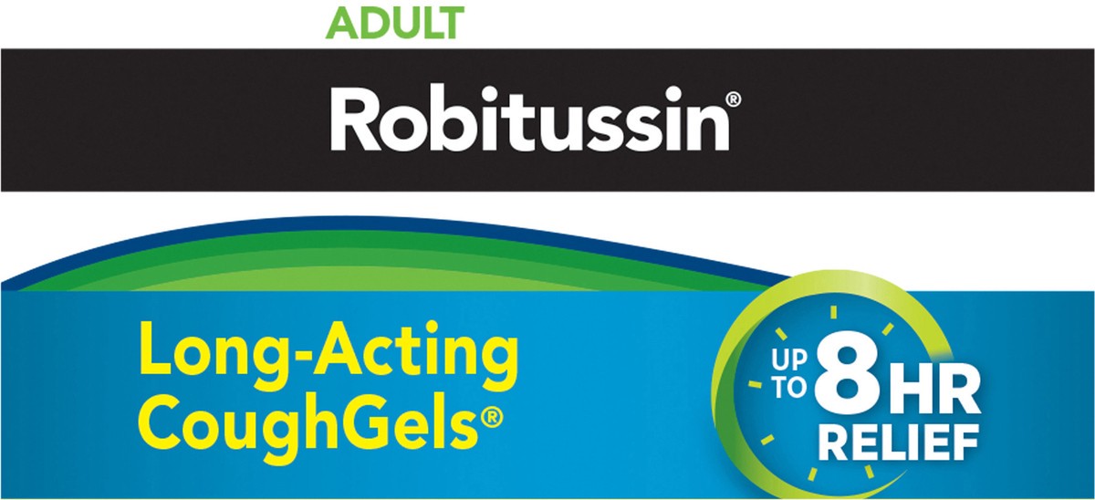 slide 2 of 7, Robitussin Long-Acting CoughGels, Cough Medicine for Adults - 20 Liqui-Gels, 20 ct