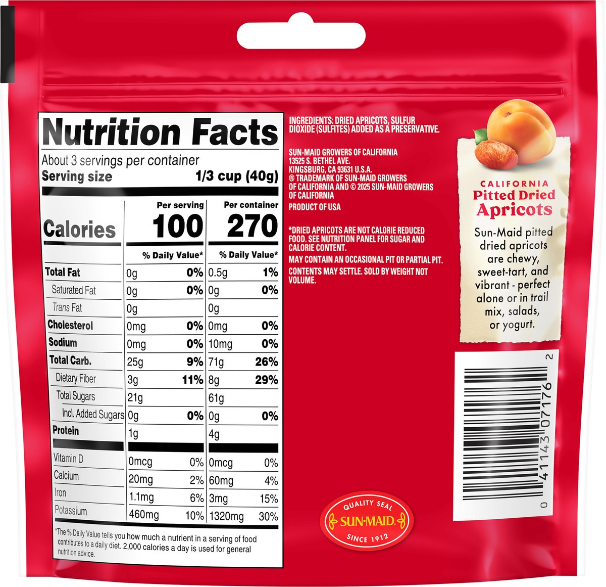 slide 6 of 11, "sunmaid Ca Sun Drd Apricots", 4 inoz in