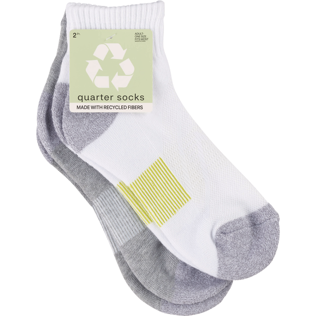 slide 1 of 1, PARIS ACCESSORIES Recycled Athletic Quarter Sock 2Pk, 2 ct