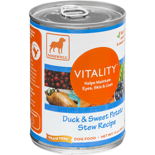 slide 2 of 8, Dogswell Dog Food - Vitality Duck & Sweet Potato, 13 oz