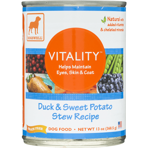 slide 4 of 8, Dogswell Dog Food - Vitality Duck & Sweet Potato, 13 oz