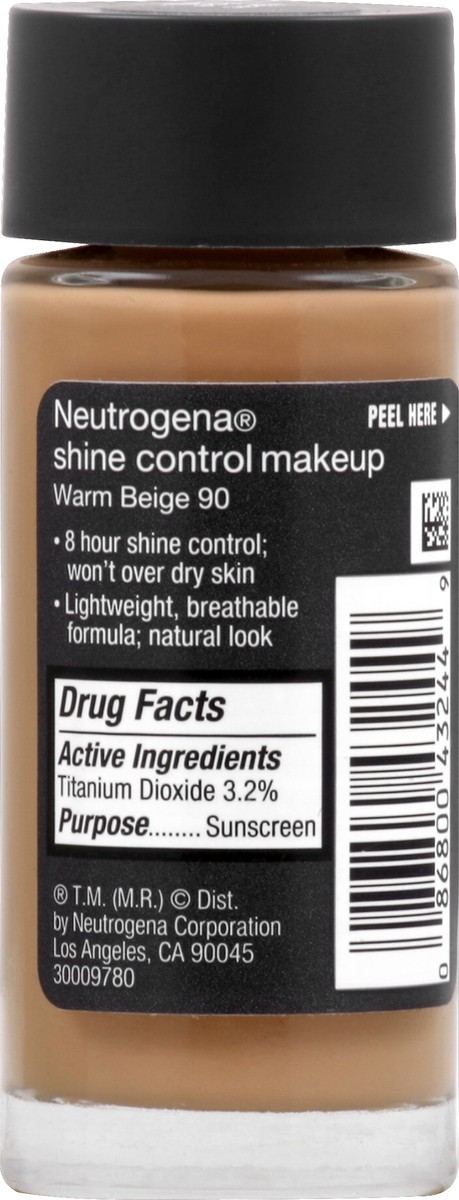 slide 5 of 6, Neutrogena Shine Control Liquid Makeup Broad Spectrum SPF 20, Warm Beige 90, 1 Oz, 1 fl oz