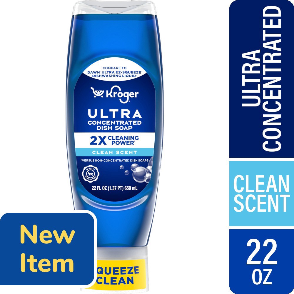 slide 1 of 1, Kroger® Ultra Concentrated Liquid Dish Soap Clean Scent, 22 fl oz, 22 fl oz