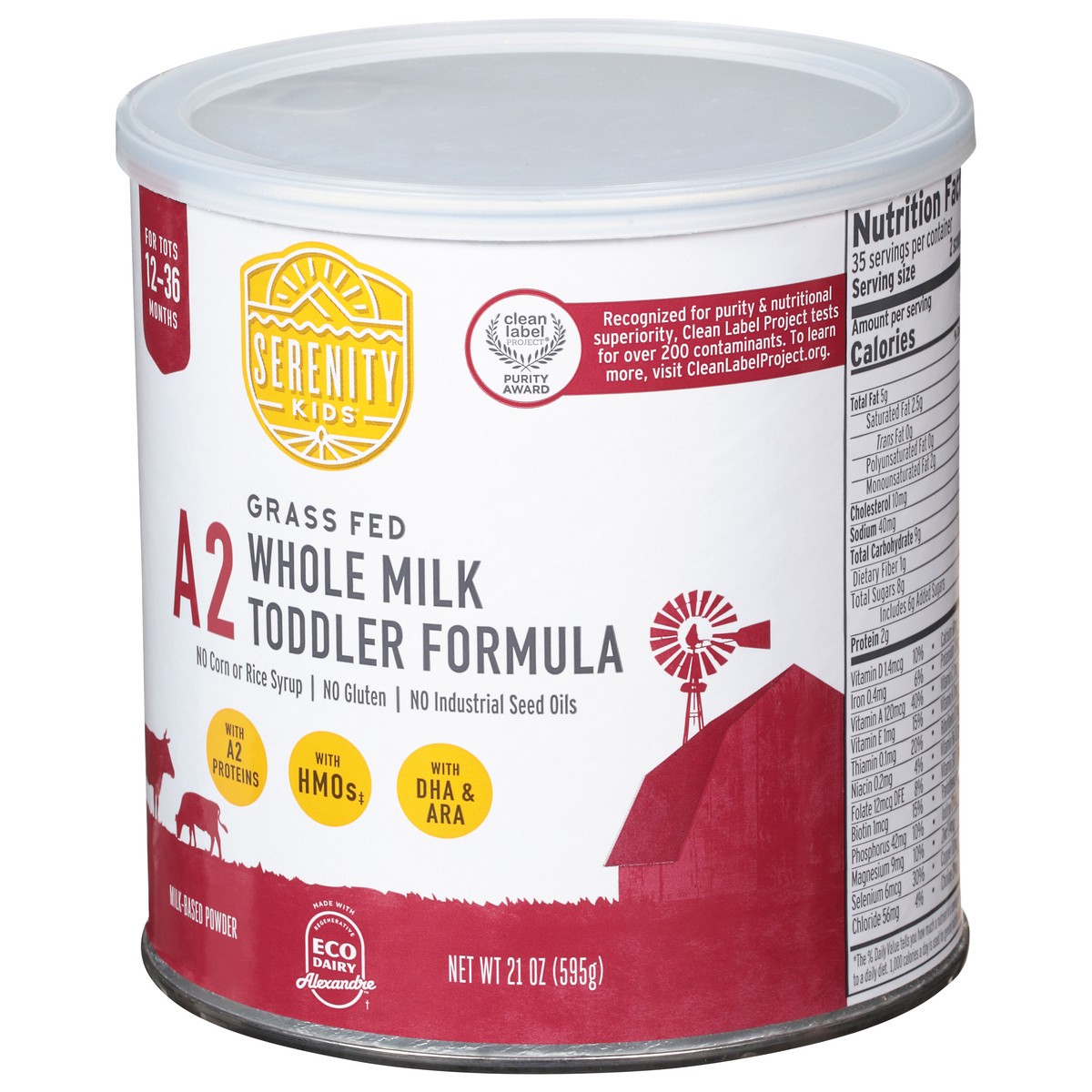 slide 12 of 14, Serenity Kids Toddler Formula, Milk-Based Powder, Whole Milk, Grass Fed, 12-36 Months, 21 oz