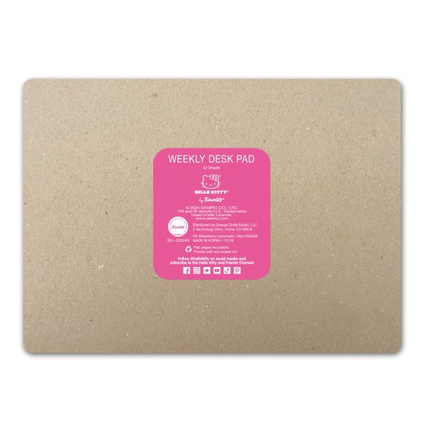 slide 5 of 5, Orange Circle Studio Weekly Desk Pad Calendar, 10"" x 7-1/4"", Hello Kitty Strawberry Lemonade, SA339, 1 ct