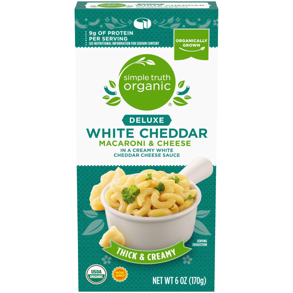slide 1 of 2, Simple Truth Organic Thick & Creamy Deluxe White Cheddar Macaroni & Cheese, 6 oz