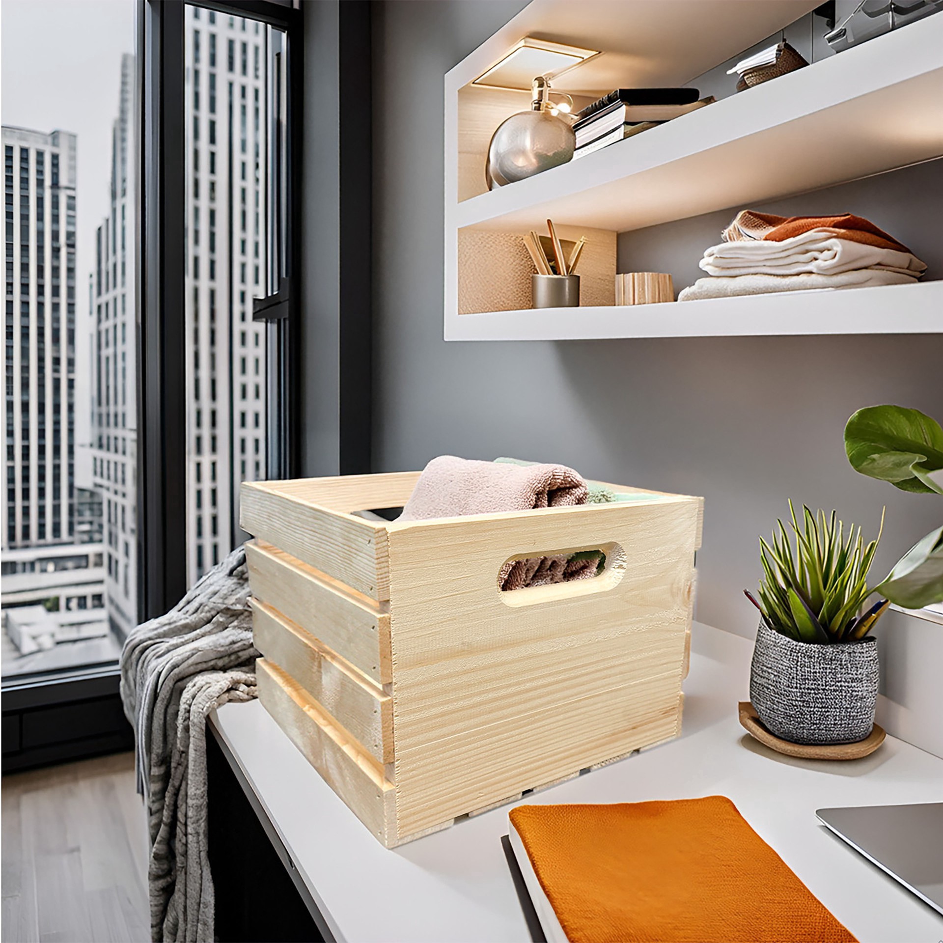 slide 2 of 5, 9.25" X 12.5" X 12.5" Pinewood Crate By Make Market, 9.25 in x 12.5 in x 12.5 in