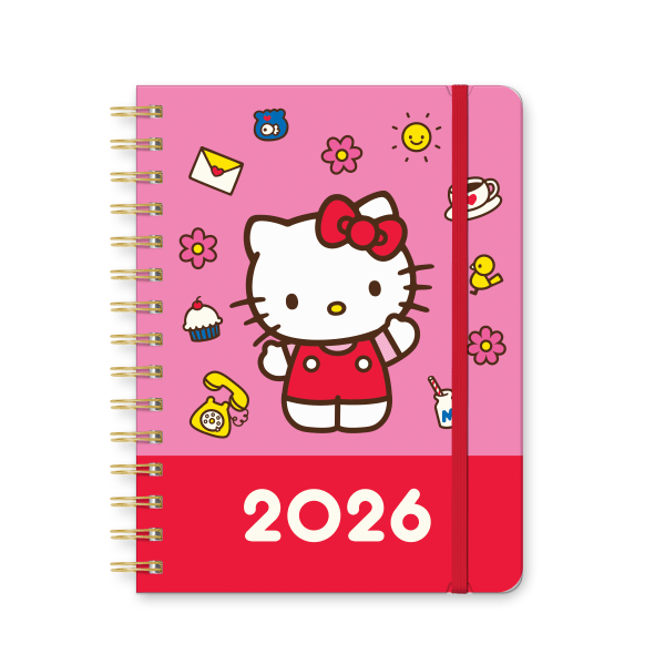 slide 4 of 10, Orange Circle Studio 2026 Orange Circle Studio Weekly/Monthly Deluxe Compact Flexi Planner, 7-5/8"" x 5-5/8"", Hello Kitty Playful Pink, January To December, 26529, 1 ct
