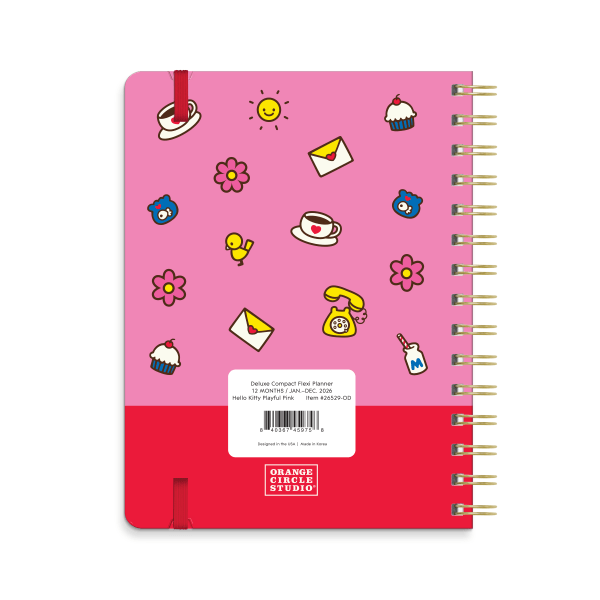 slide 5 of 10, Orange Circle Studio 2026 Orange Circle Studio Weekly/Monthly Deluxe Compact Flexi Planner, 7-5/8"" x 5-5/8"", Hello Kitty Playful Pink, January To December, 26529, 1 ct