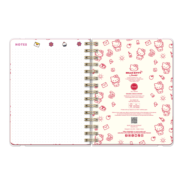 slide 6 of 10, Orange Circle Studio 2026 Orange Circle Studio Weekly/Monthly Deluxe Compact Flexi Planner, 7-5/8"" x 5-5/8"", Hello Kitty Playful Pink, January To December, 26529, 1 ct