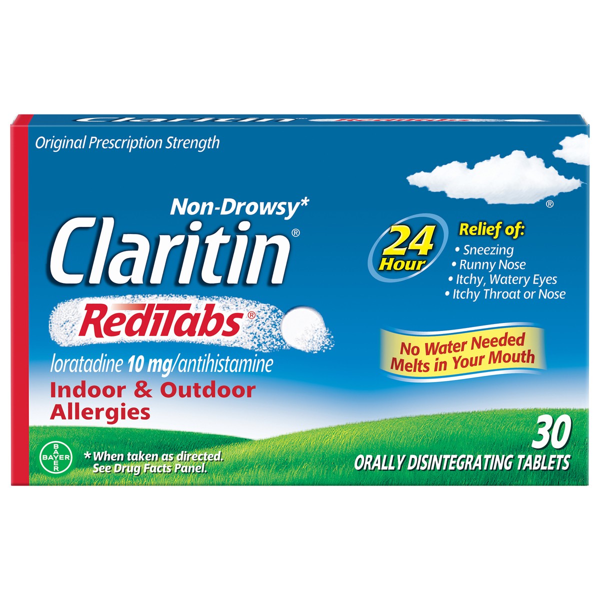 slide 1 of 1, Claritin Tablets Non-Drowsy 10 Mg Original Prescription Strength Indoor & Outdoor Allergies 30 ea BOX, 