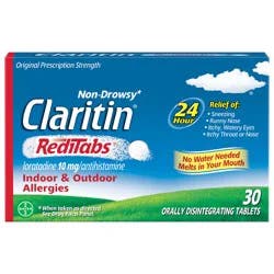 Claritin Tablets Non-Drowsy 10 Mg Original Prescription Strength Indoor & Outdoor Allergies 30 ea BOX