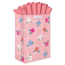 American Greetings Medium Mother's Day Gift Bag with Pop-out Tissue Paper - Pink Floral Grid