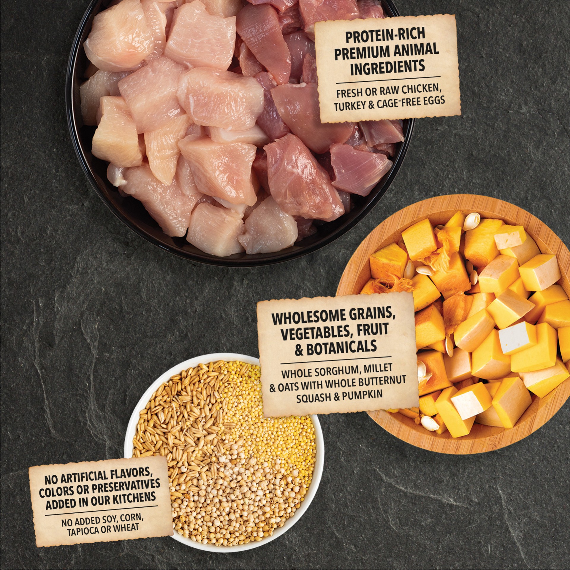 slide 3 of 5, ACANA Wholesome Grains Free-Run Poultry + Grains 22.5lb, 22.5 lb