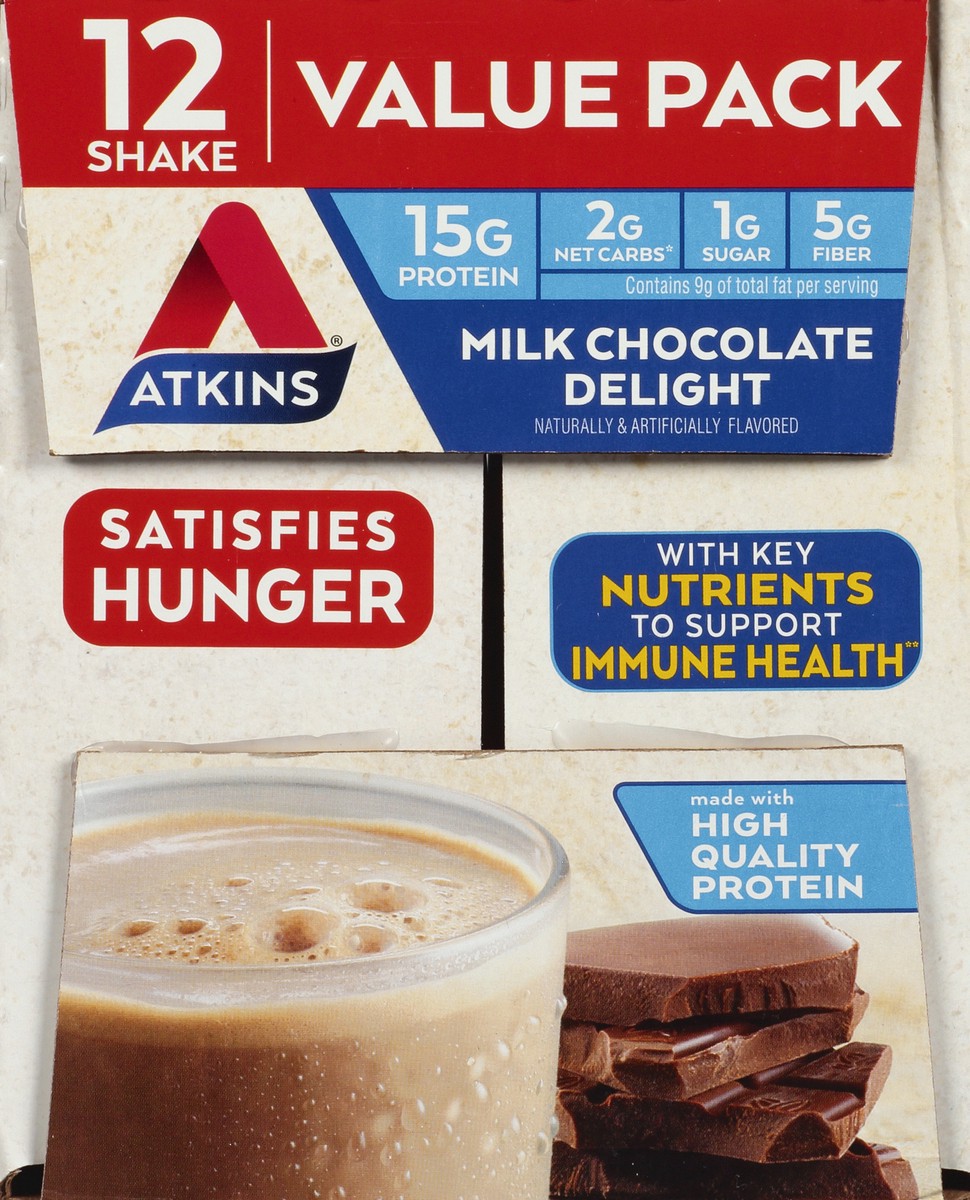slide 7 of 9, Atkins Milk Chocolate Delight Protein Shake, 12 ct