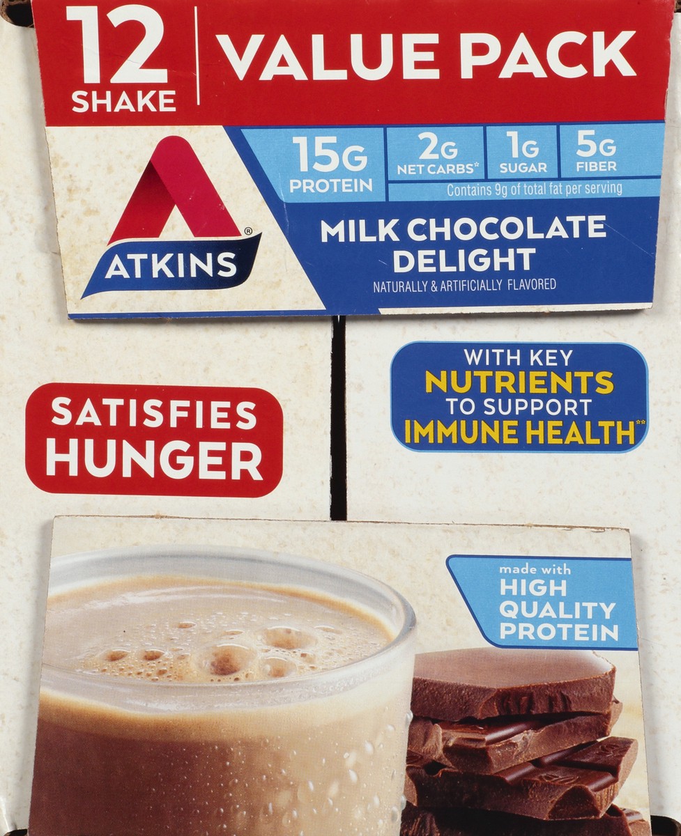 slide 8 of 9, Atkins Milk Chocolate Delight Protein Shake, 12 ct