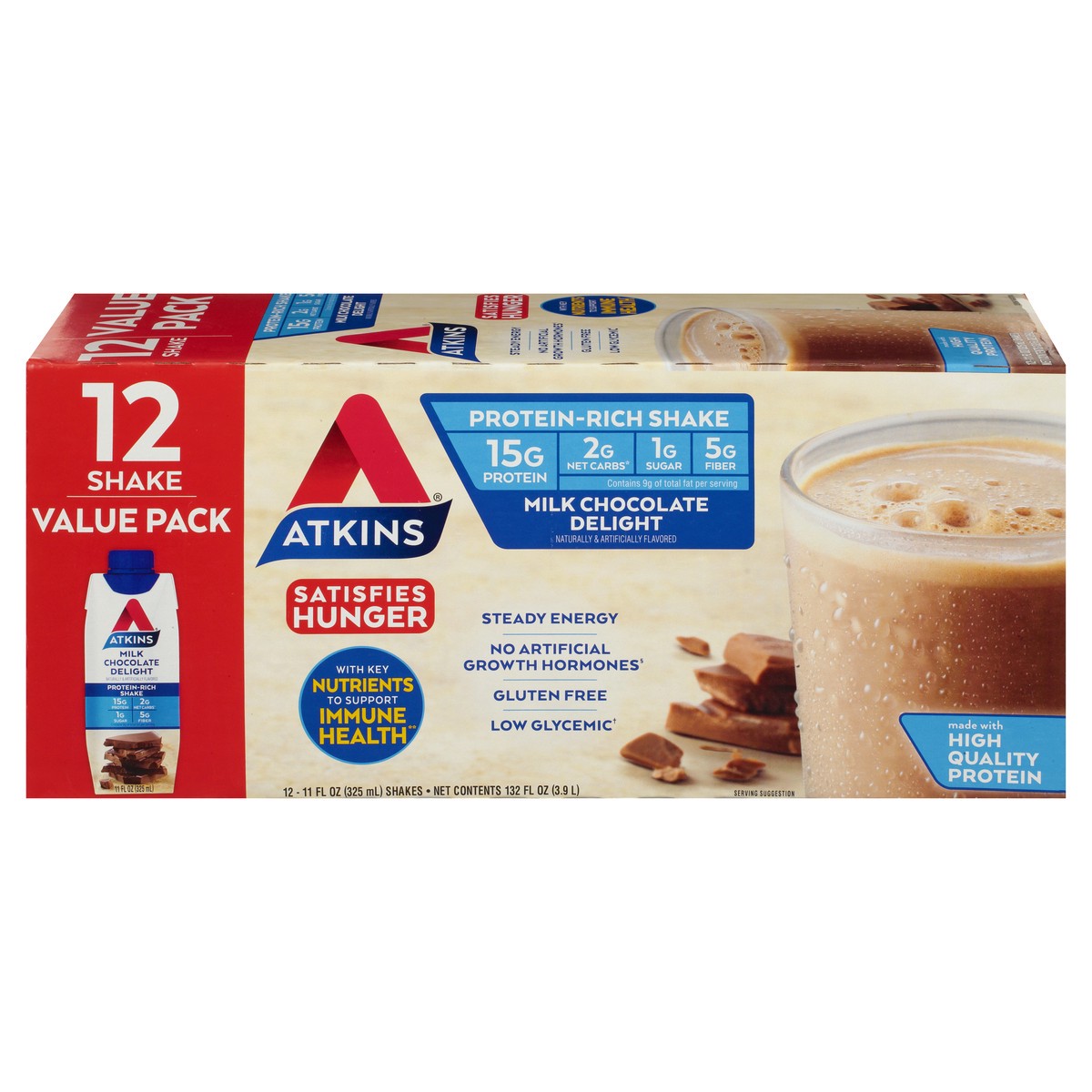 slide 1 of 9, Atkins Milk Chocolate Delight Protein Shake, 12 ct