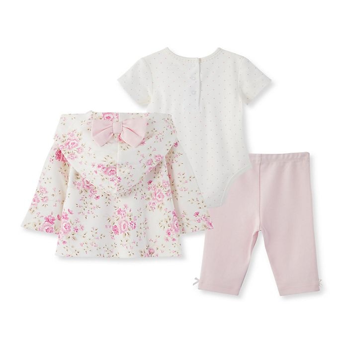 slide 2 of 2, Little Me Newborn Rose Cardigan, Bodysuit, and Pant Set - White, 3 ct