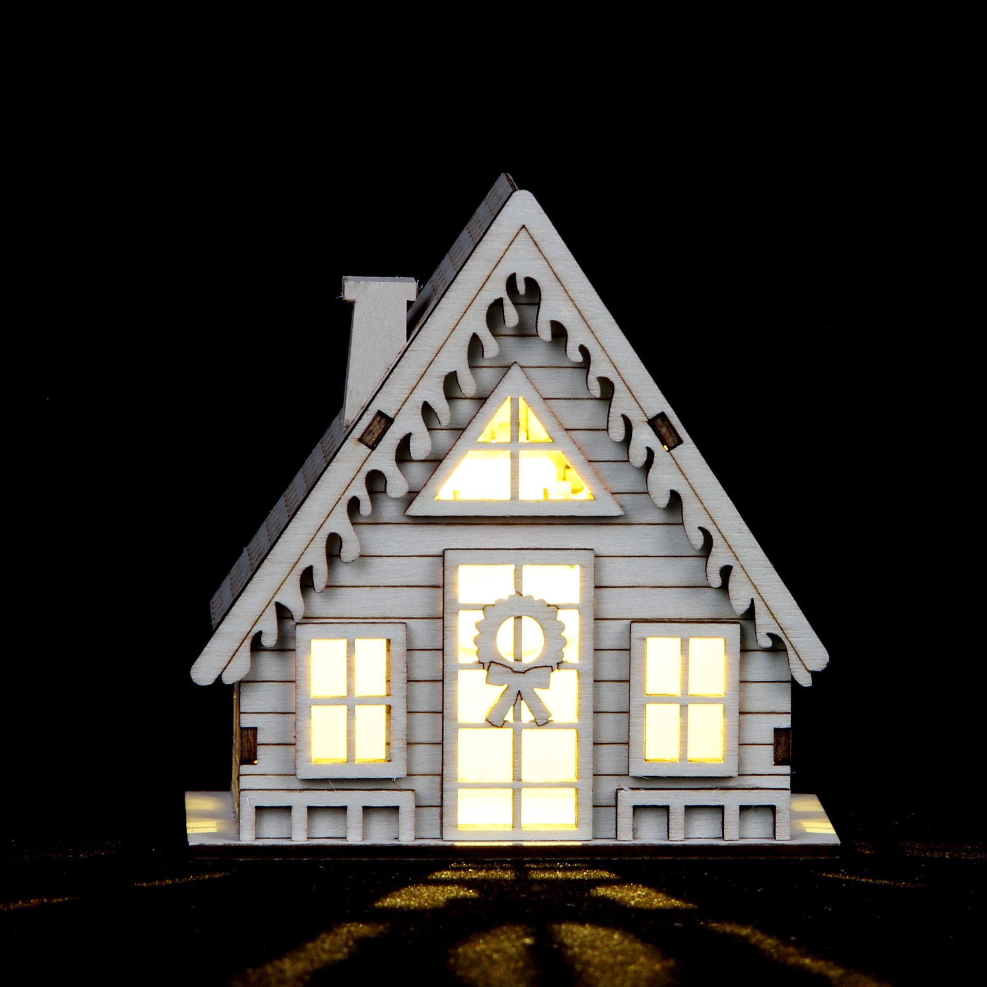 slide 4 of 5, 3.75" Unfinished Village A-Frame House Diy Led Wood Decor By Make Market, 3.75 in