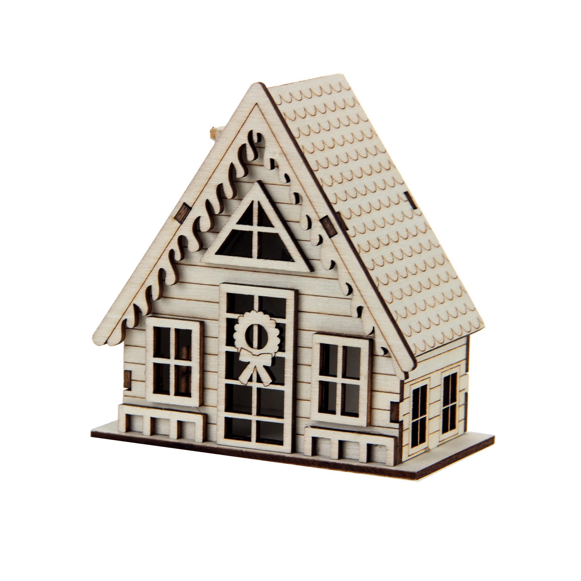 slide 5 of 5, 3.75" Unfinished Village A-Frame House Diy Led Wood Decor By Make Market, 3.75 in
