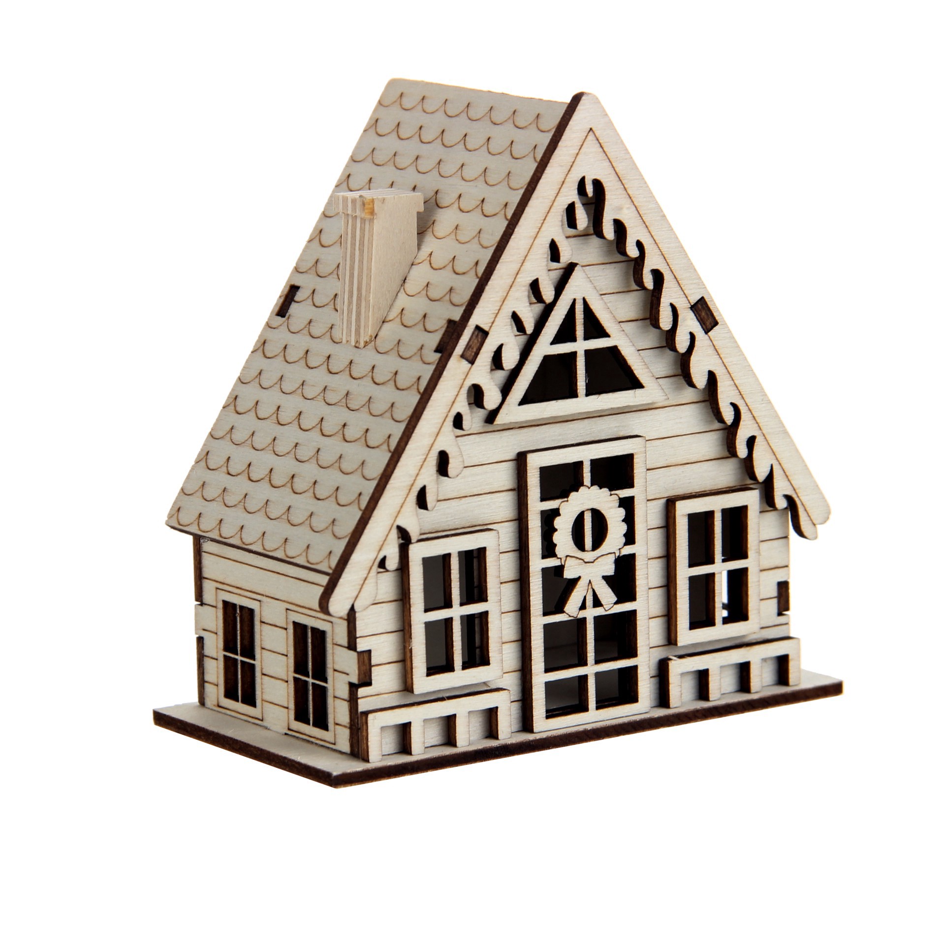 slide 3 of 5, 3.75" Unfinished Village A-Frame House Diy Led Wood Decor By Make Market, 3.75 in