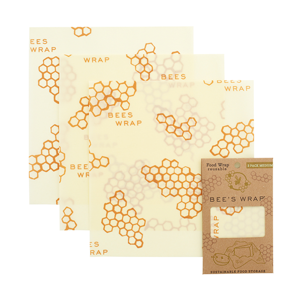 slide 1 of 1, Bee's Wrap Reusable Beeswax Food Wraps Medium Honeycomb Design, 3 ct
