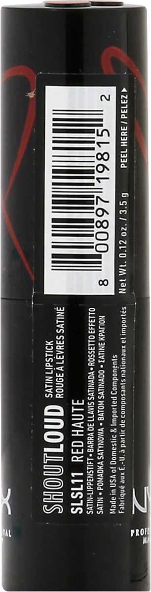 slide 10 of 12, NYX Professional Makeup Red SLSL11 Satin Lipstick 0.12 oz, 1 ct
