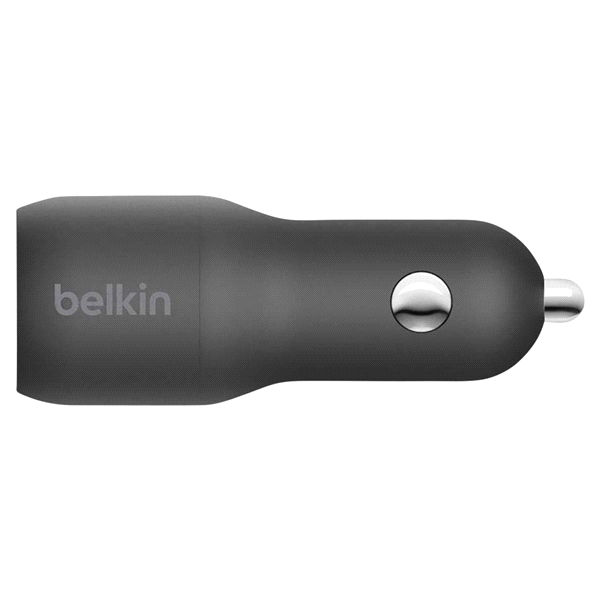 slide 1 of 1, Belkin 32W Car Charger with Lightning to USB-C Cable, Black, 1 ct