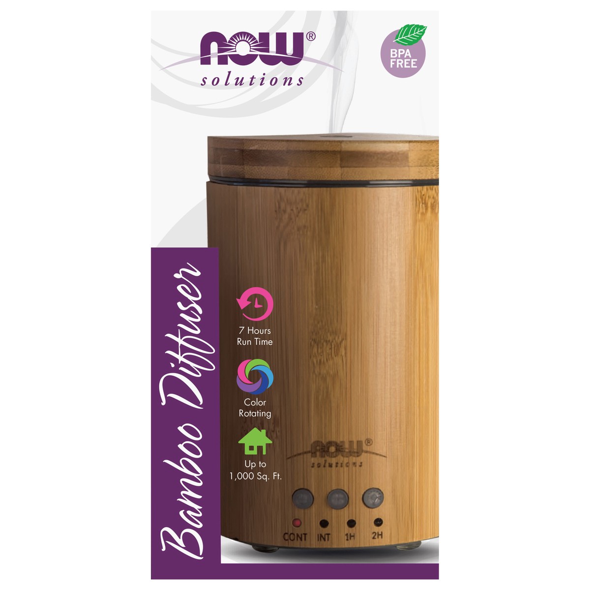 slide 1 of 4, NOW Ultrasonic Real Bamboo Essential Oil Diffuser, 1 ct