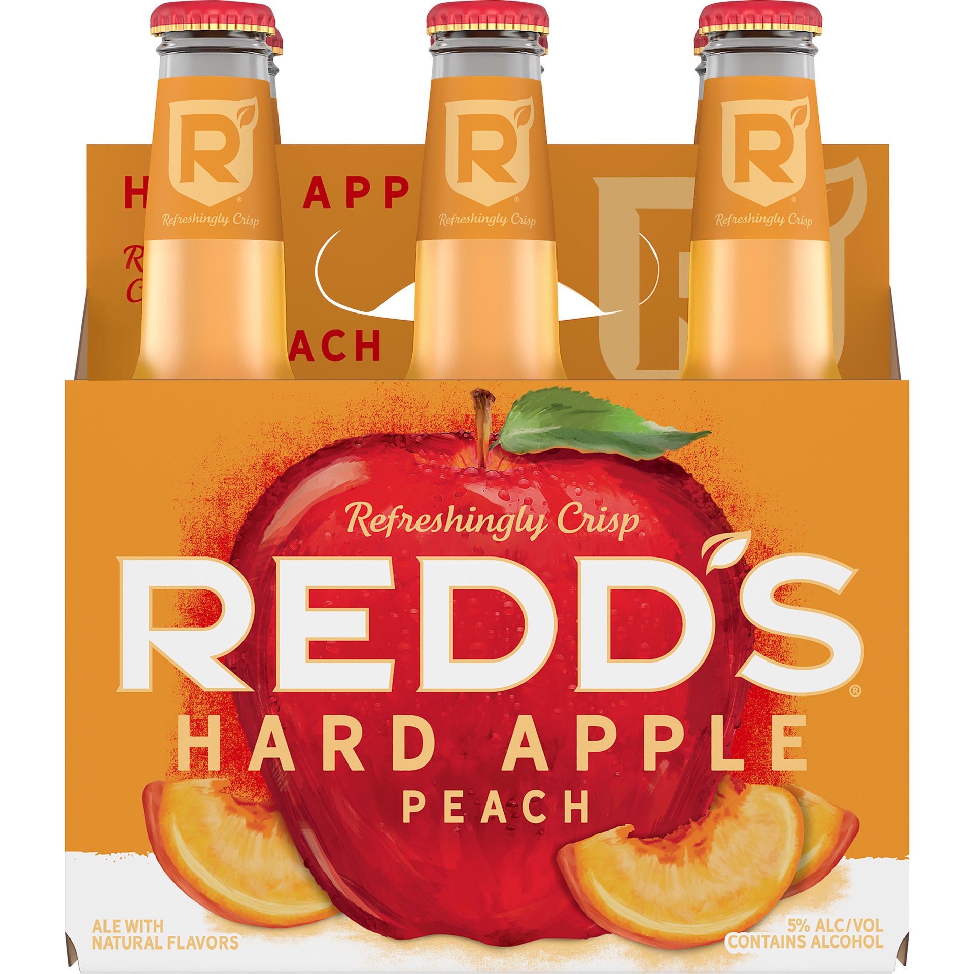 slide 3 of 5, REDD'S HARD APPLE PEACH 5% ABV Ale, 6 ct