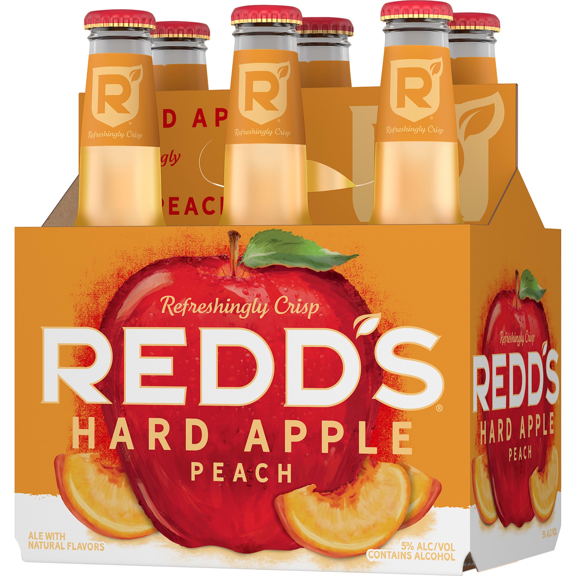 slide 2 of 5, REDD'S HARD APPLE PEACH 5% ABV Ale, 6 ct