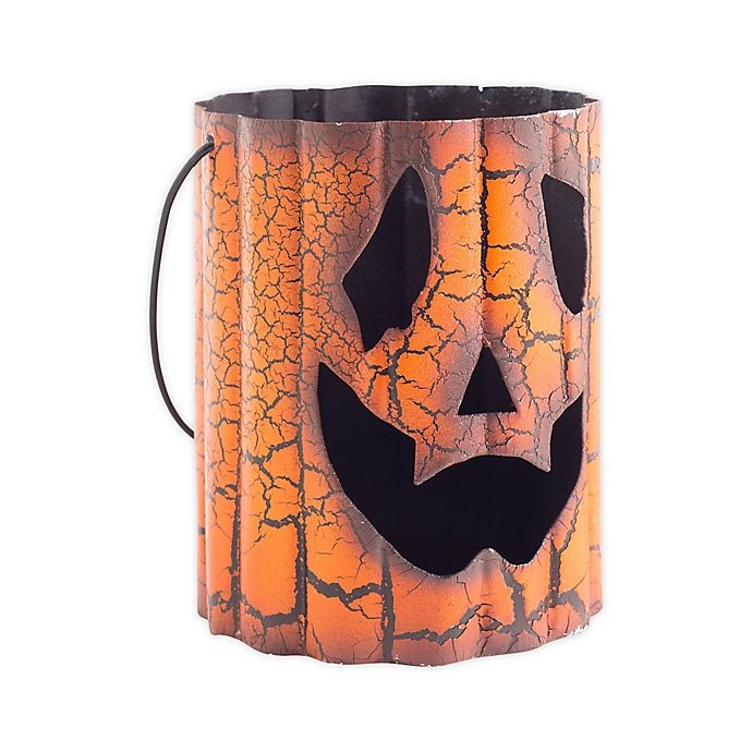 slide 1 of 1, Heritage Home Halloween Pumpkin Tin Candle Holder, 1 ct