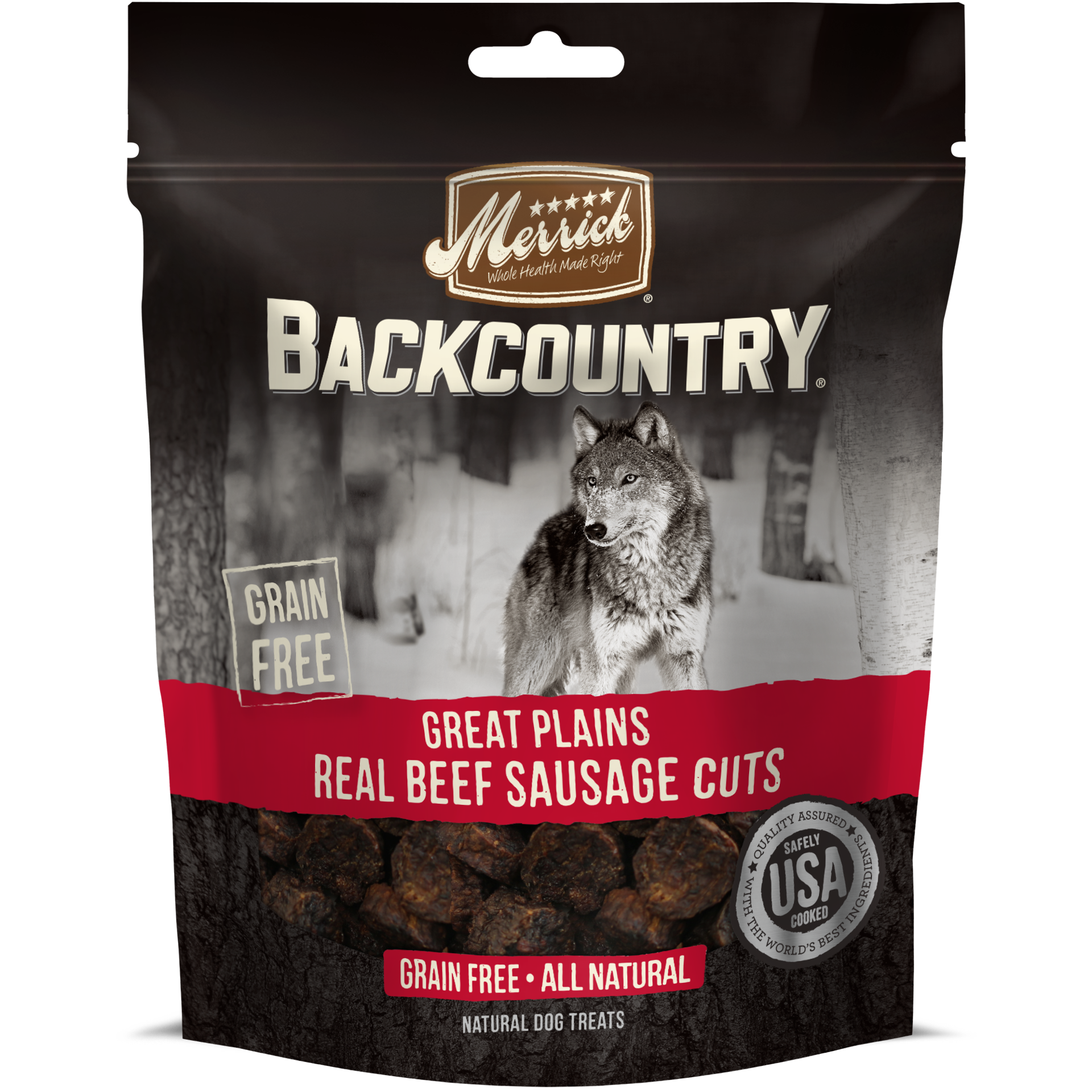 slide 1 of 2, Merrick Backcountry Great Plains Real Beef Sausage Cuts Dog Treats - 5 oz Pouch, 5 oz