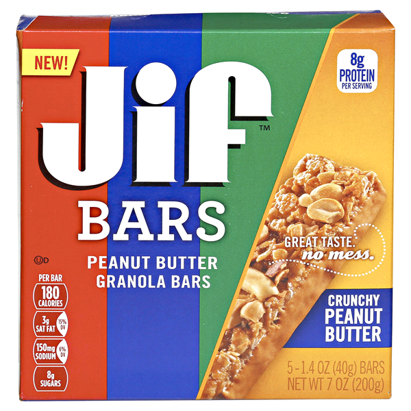 slide 1 of 6, Jif Peanut Butter Granola Bars, 7 oz