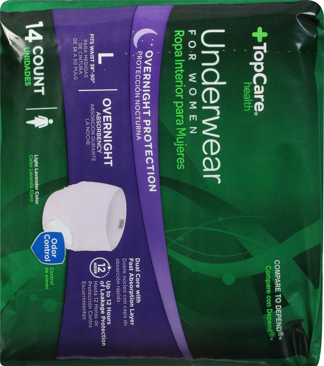 slide 2 of 9, TopCare Health Large Light Lavender Color Overnight Protection Underwear for Women 14 ea, 14 ct