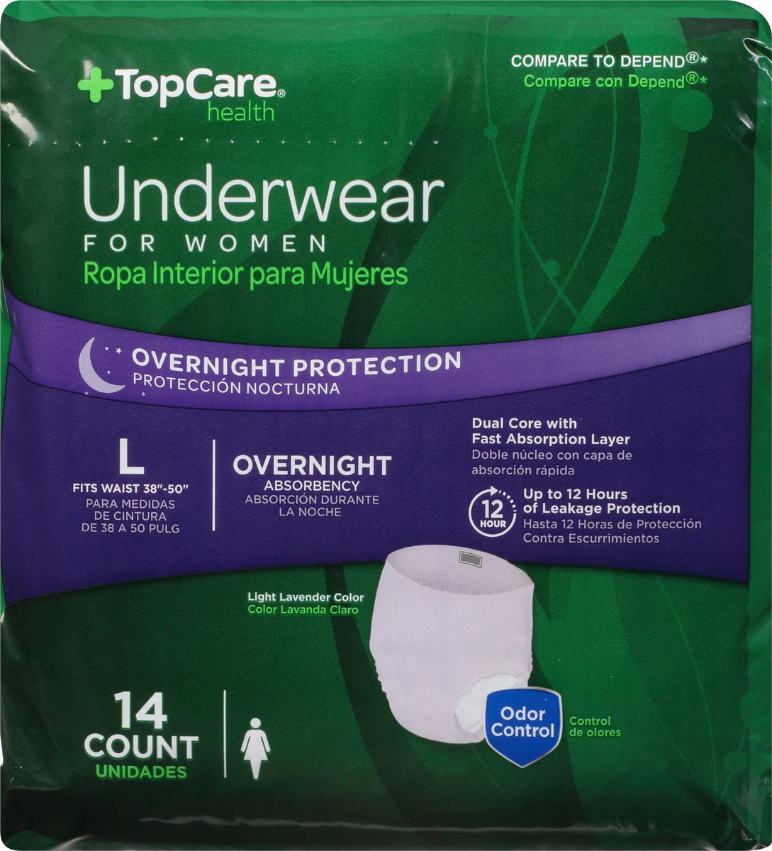 slide 6 of 9, TopCare Health Large Light Lavender Color Overnight Protection Underwear for Women 14 ea, 14 ct