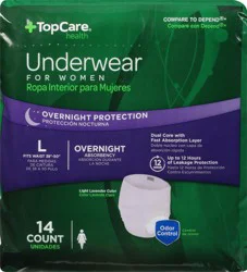 TopCare Health Large Light Lavender Color Overnight Protection Underwear for Women - 14 ea