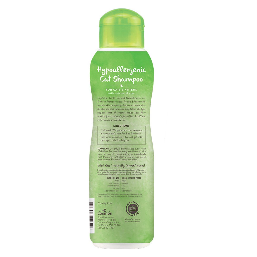 slide 3 of 10, TropiClean Gentle Coconut Hypoallergenic Cat & Kitten Shampoo, 12 oz