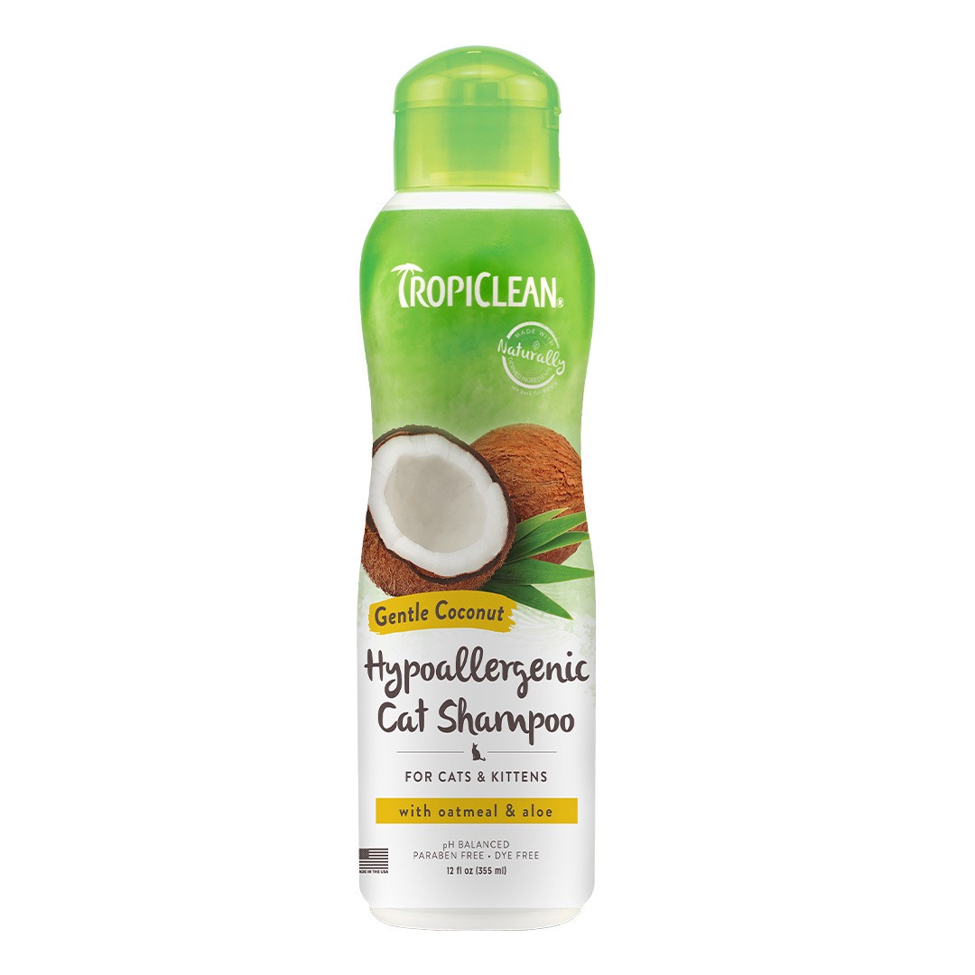 slide 1 of 10, TropiClean Gentle Coconut Hypoallergenic Cat & Kitten Shampoo, 12 oz