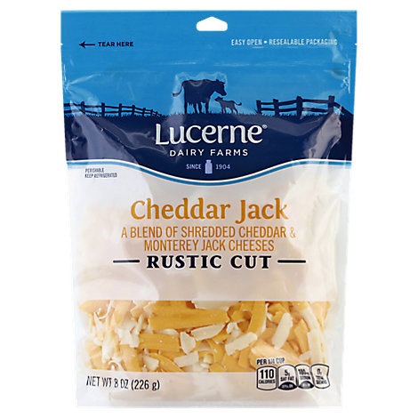 slide 1 of 1, Lucerne Cheddar Jack Cheese Shred, 8 oz