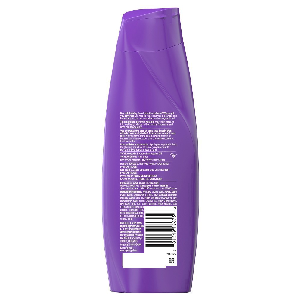 slide 10 of 15, Aussie Miracle Moist Shampoo with Avocado and Australian Jojoba Oil, 12.1 fl oz