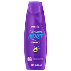 Aussie Miracle Moist Shampoo for Dry Hair and All Hair Types, Moisturizing, Paraben-Free, 12.1 fl oz