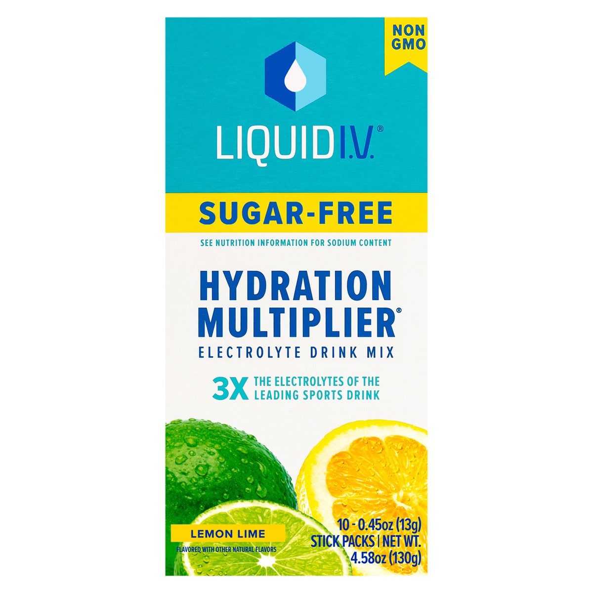 slide 1 of 10, Liquid I.V. Sugar Free Hydration Multiplier Vegan Powder Electrolyte Supplements - Lemon Lime - 0.45oz/10ct, 10 ct