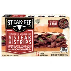 Steak-EZE Thinly Sliced Sirloin Beef Steak Strips, 12 Count (Frozen)