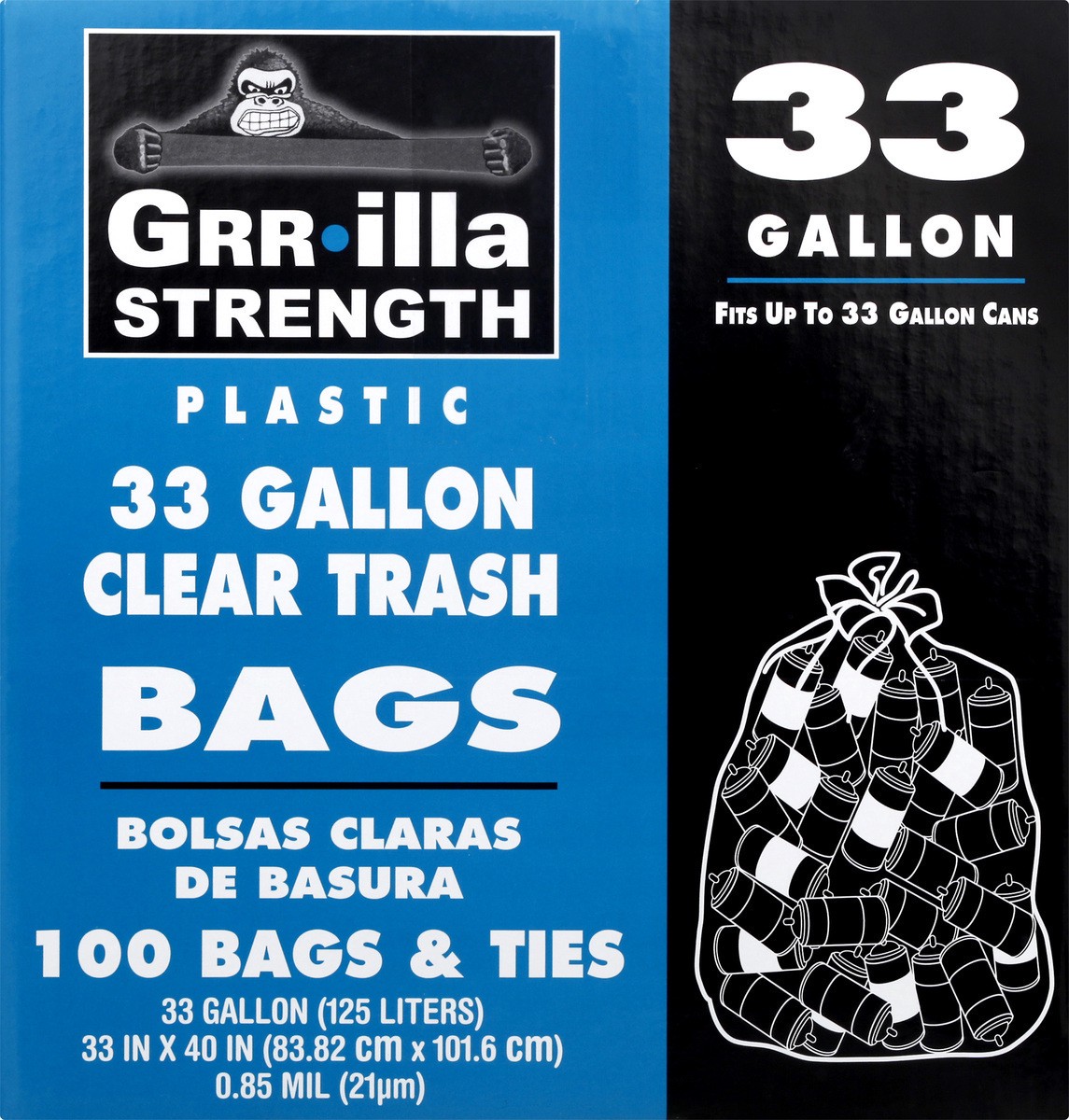 slide 2 of 8, Grrilla Strength Plastic Clear 33 Gallon Trash Bags 100 ea, 100 ct