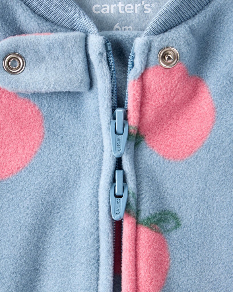 slide 3 of 3, Carter's Baby Girl Apple Print Loose Fit Long-Sleeve Sleep & Play - Blue Blue NB, 1 ct