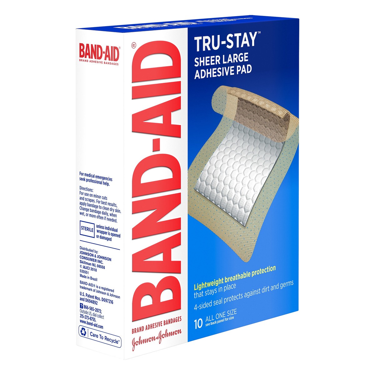 slide 4 of 7, BAND-AID Tru-Stay All One Size Sheer Large Adhesive Pad 10 ea, 10 ct