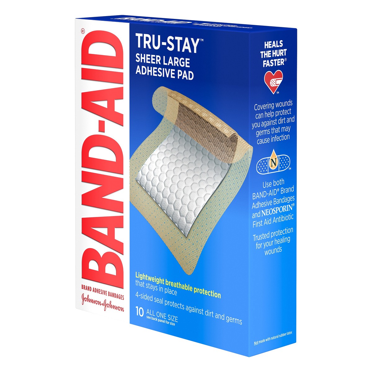 slide 7 of 7, BAND-AID Tru-Stay All One Size Sheer Large Adhesive Pad 10 ea, 10 ct